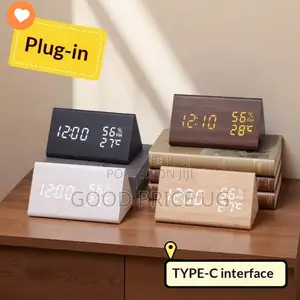 Triangular Wooden LED Digital Alarm Clock