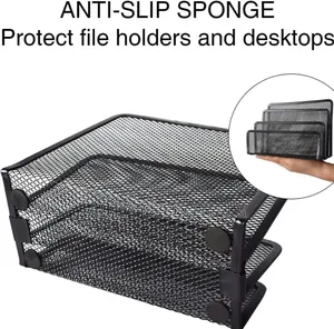 Vertical Metal Mesh Desk Organizer with 3 Compartments