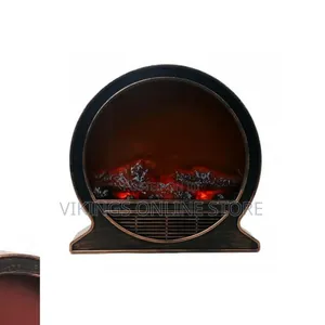 Tabletop LED Fireplace Lantern - Antique Copper Style