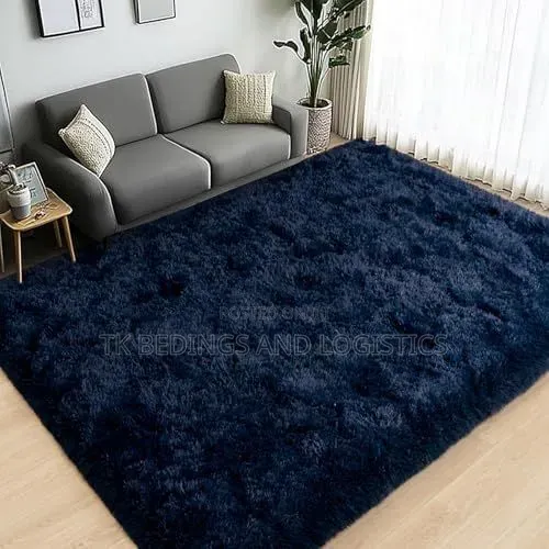 Navy Blue Fluffy Carpet - 1