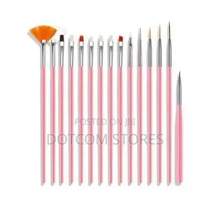 15-Piece Pink Nail Art Brush & Dotting Tool Set