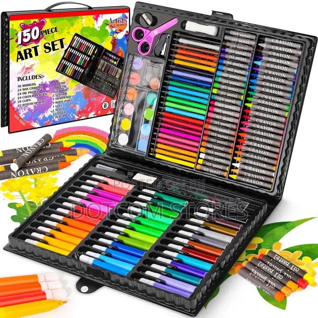 150-Piece Kids Art Kit: Drawing, Coloring & Painting Set - 1