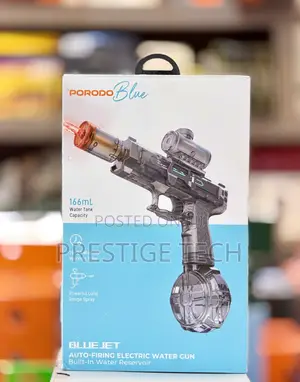 Porodo Blue Auto Firing Electric Water Gun with Flashing Light