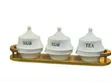 Elegant Ceramic Canister Set with Wooden Stand - 1