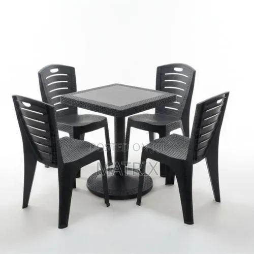 Plastic Table Set with Armless Chairs - 4 Seater Dining - 1