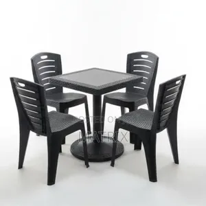 Plastic Table Set with Armless Chairs - 4 Seater Dining