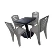 Plastic Table Set with Armless Chairs - 4 Seater Dining - 2