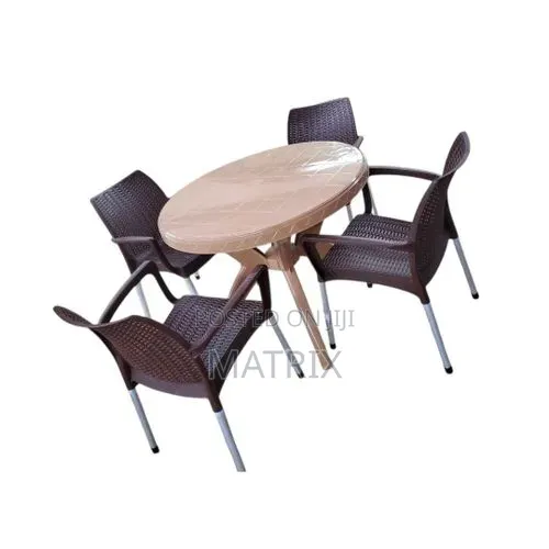 Heavy-Duty Plastic Dining Chairs and Table Set - Brand New - 1