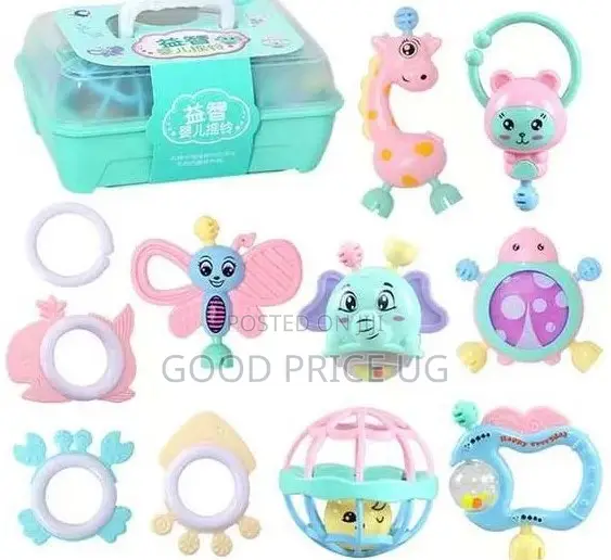 11-Piece Multi-Shaped Baby Rattle and Teether Toy Set - 1