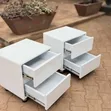 White Wood-Mode Side Bed Table with Drawers - 3