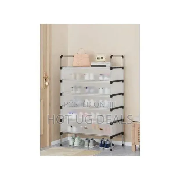 6-Tier Metal Shoe Rack with Dustproof Cover (18-21 Pairs) - 1