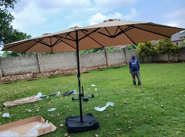 Large Double Patio Umbrella with Base - 1