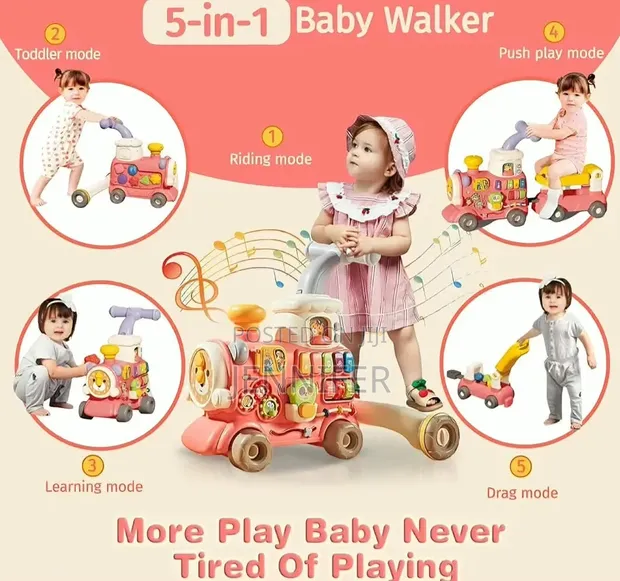 5-in-1 Sit-to-Stand Baby Walker Activity Center - 1