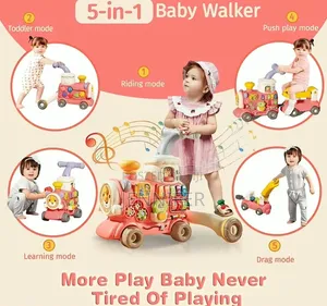 5-in-1 Sit-to-Stand Baby Walker Activity Center