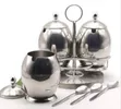 3-Piece Stainless Steel Condiment Set with Stand & Spoons - 2