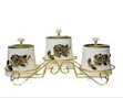 Elegant 3-Piece Ceramic Canister Set with Gold Floral Embellishments - 1