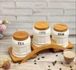 Elegant Ceramic Canister Set with Bamboo Stand - 1