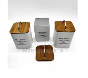 Stylish Kitchen Canister Set with Wooden Lids