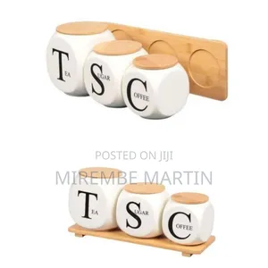 Unique Ceramic Tea, Sugar, Coffee Canister Set - Multicolor