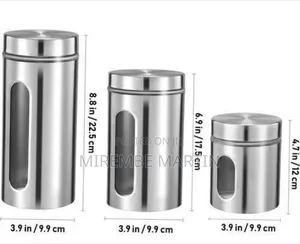 Set of 3 Stainless Steel Kitchen Storage Canisters