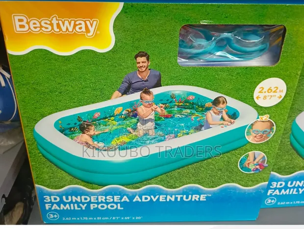Inflatable Rectangular Paddling Pool 2.62m x 1.75m x 51cm - 1