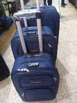 3 PCS Navy Blue Soft-Sided Fabric Trolley Suitcase Set - 1