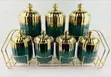 Regal Gold & Black Ceramic Canister Set - 7 Pieces with Metal Rack - 1