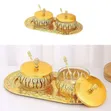 Ornate Decorative Two-Piece Condiment and Spice Serving Set with Tray - 1
