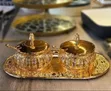 Ornate Decorative Two-Piece Condiment and Spice Serving Set with Tray - 2