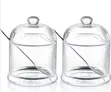 Elegant Glass Condiment Jar 2-Piece Set with Wooden Tray - 1