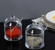 Elegant Glass Condiment Jar 2-Piece Set with Wooden Tray - 2