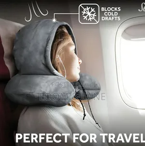 Hoodie Travel Pillow with Soft Memory Foam - Gray