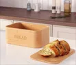 Modern Metal Bread Box with Natural Wooden Lid - 1
