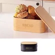 Modern Metal Bread Box with Natural Wooden Lid - 2