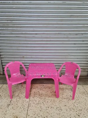 Pink Kids Plastic Chairs and Table