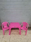 Pink Kids Plastic Chairs and Table - 1