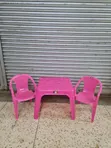 Pink Kids Plastic Chairs and Table - 2