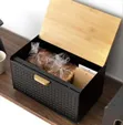 Modern Bread Bin with Natural Wooden Cutting Board Lid - 1