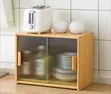 Elegant Wooden Countertop Storage Cabinet with Fluted Glass Door - 1