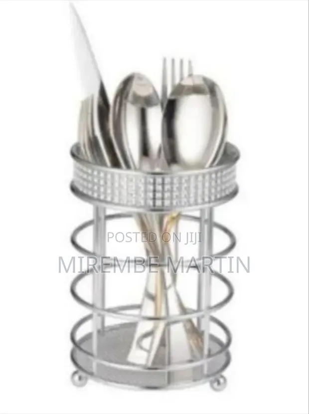 Glamorous Metallic Cutlery Holder with Rhinestone Detailing - 1