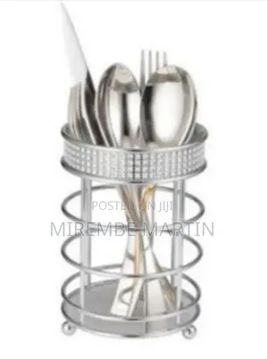 Glamorous Metallic Cutlery Holder with Rhinestone Detailing