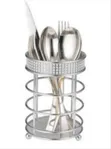 Glamorous Metallic Cutlery Holder with Rhinestone Detailing - 1