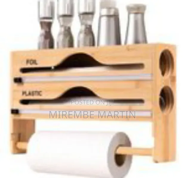 Bamboo Kitchen Wrap Dispenser and Paper Towel Holder - Multicolor - 1