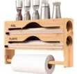 Bamboo Kitchen Wrap Dispenser and Paper Towel Holder - Multicolor - 1