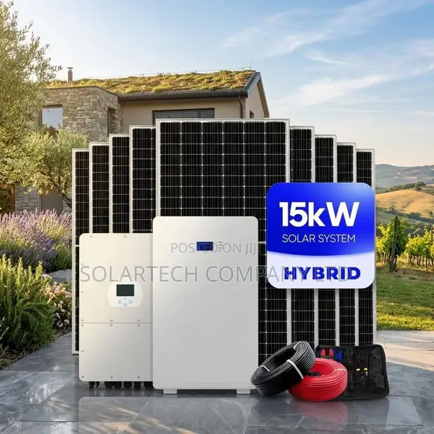 Complete 15KWH Solar Backup System: 12KW Inverter, 12x580W Panels, BMS - 1