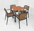 Beige X-Shaped Foldable Dining Table and Chairs - 1