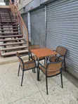 Beige X-Shaped Foldable Dining Table and Chairs - 2