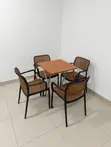 Wooden Foldable X-Leg Dining Table and Chairs Set - 1