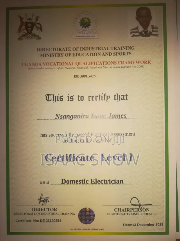 Electrical Installation DIT Certificate Holder - 1