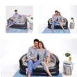Black and Grey Folding Portable Inflatable Double Sofa - 1